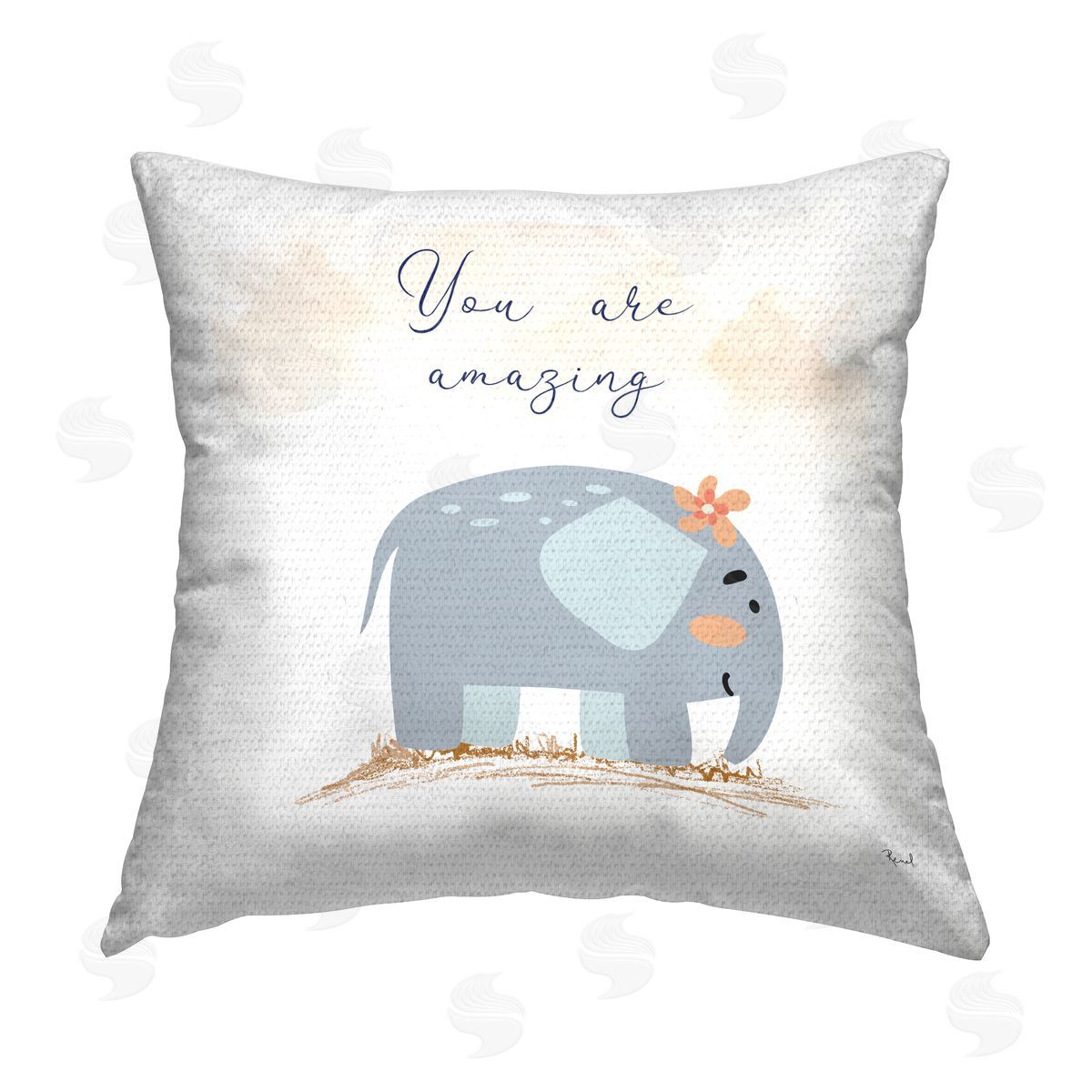 Matthew Piotrowicz Uplifting Nursery Elephant Outdoor Quick-Dry Polyester Printed Throw Pillow