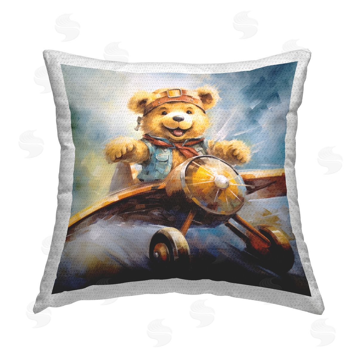 Ray Powers Teddy Bear Pilot Outdoor Quick-Dry Polyester Printed Throw Pillow