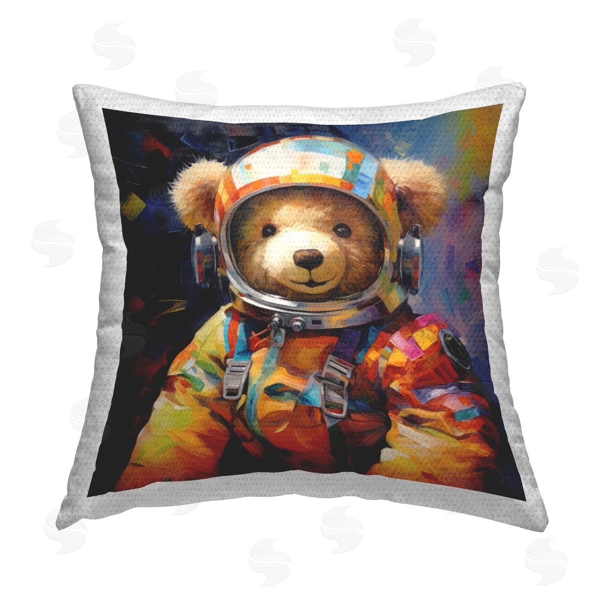 Ray Powers Modern Teddy Bear Astronaut Outdoor Quick-Dry Polyester Printed Throw Pillow