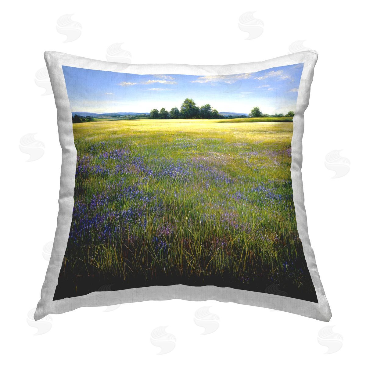 Denise Dundon Meadow with Purple Blooms Printed Plush Polyester Throw Pillow