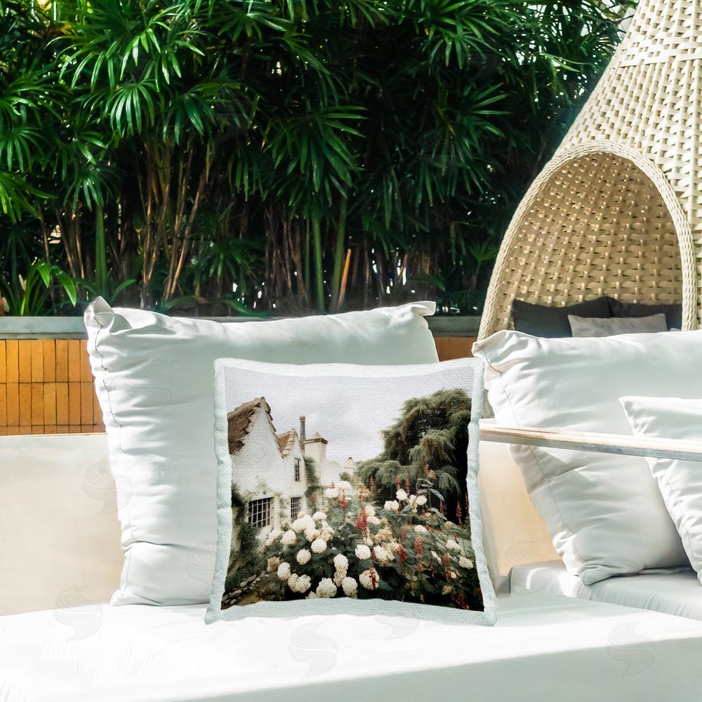 Lazar Studio Garden Cottage Florals Outdoor Quick-Dry Polyester Printed Throw Pillow in Back Yard