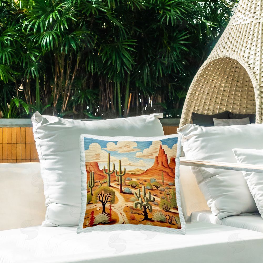 Lazar Studio Modern Canyon Valley Outdoor Quick-Dry Polyester Printed Throw Pillow in Back Yard