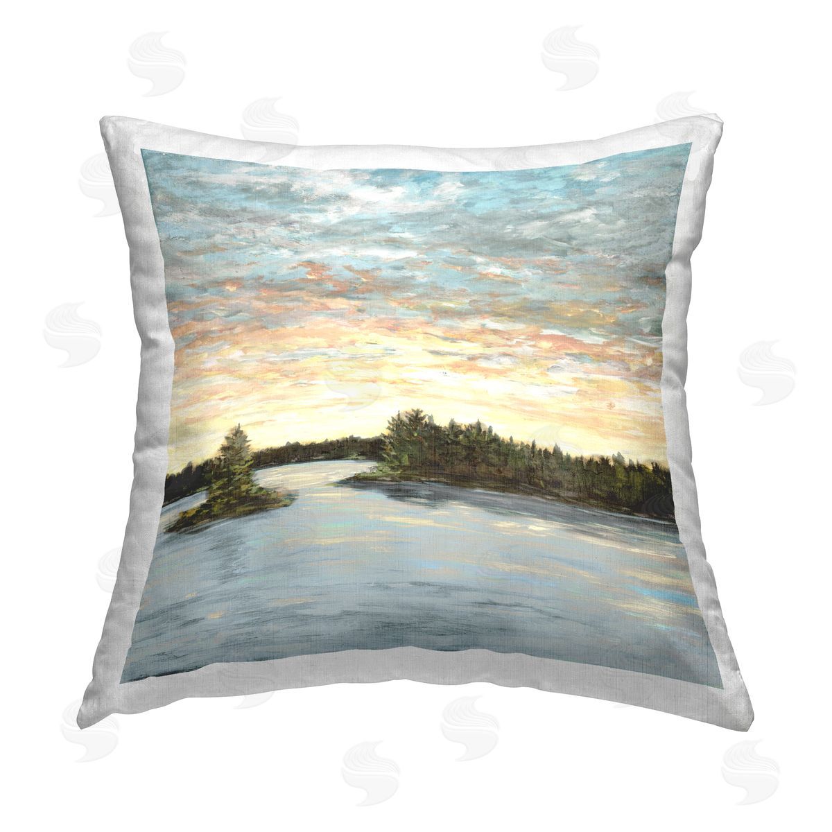 Julie DeRice Lake Scenery Sunrise Printed Plush Polyester Throw Pillow