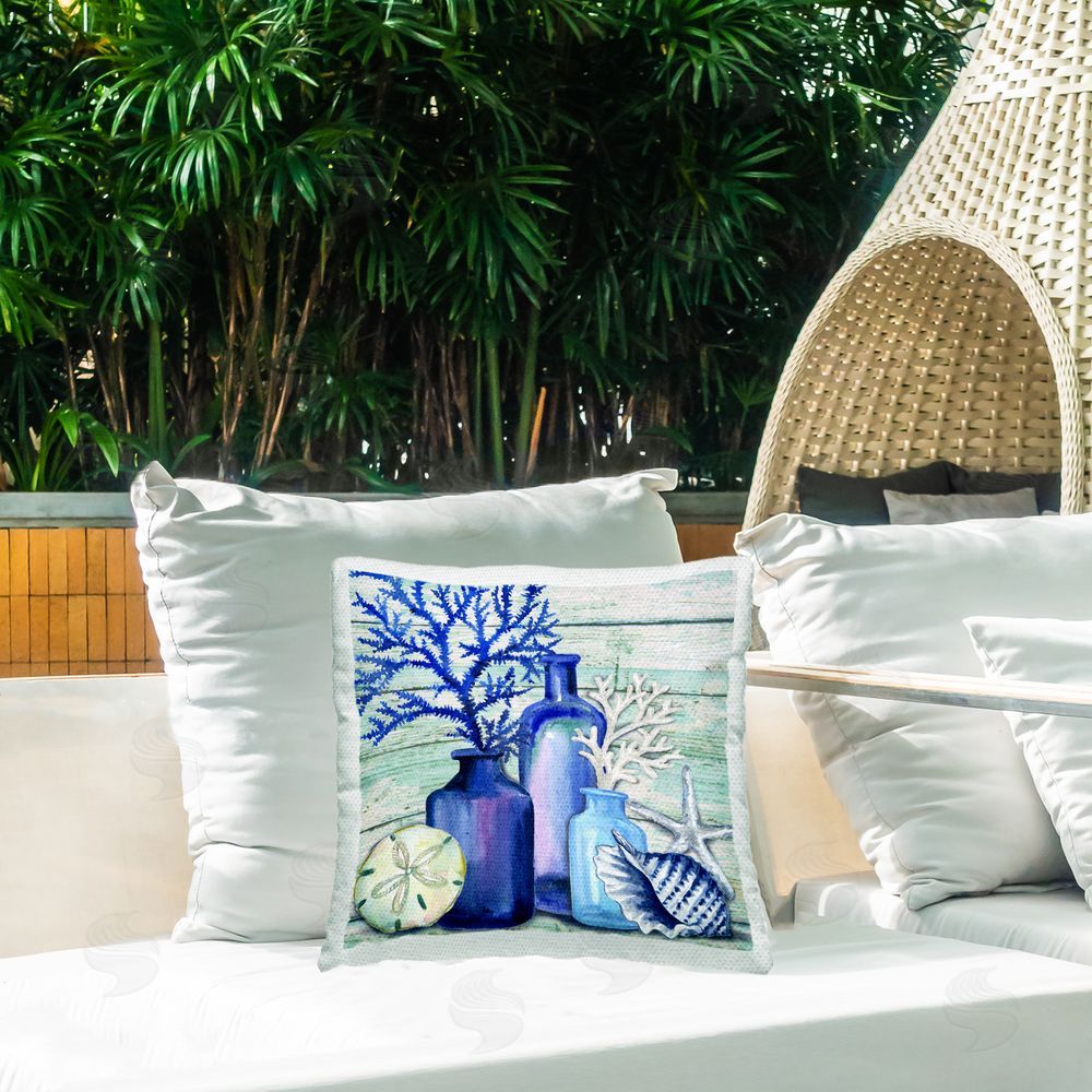 Elena Vladykina Maritime Still Life Outdoor Quick-Dry Polyester Printed Throw Pillow in Back Yard