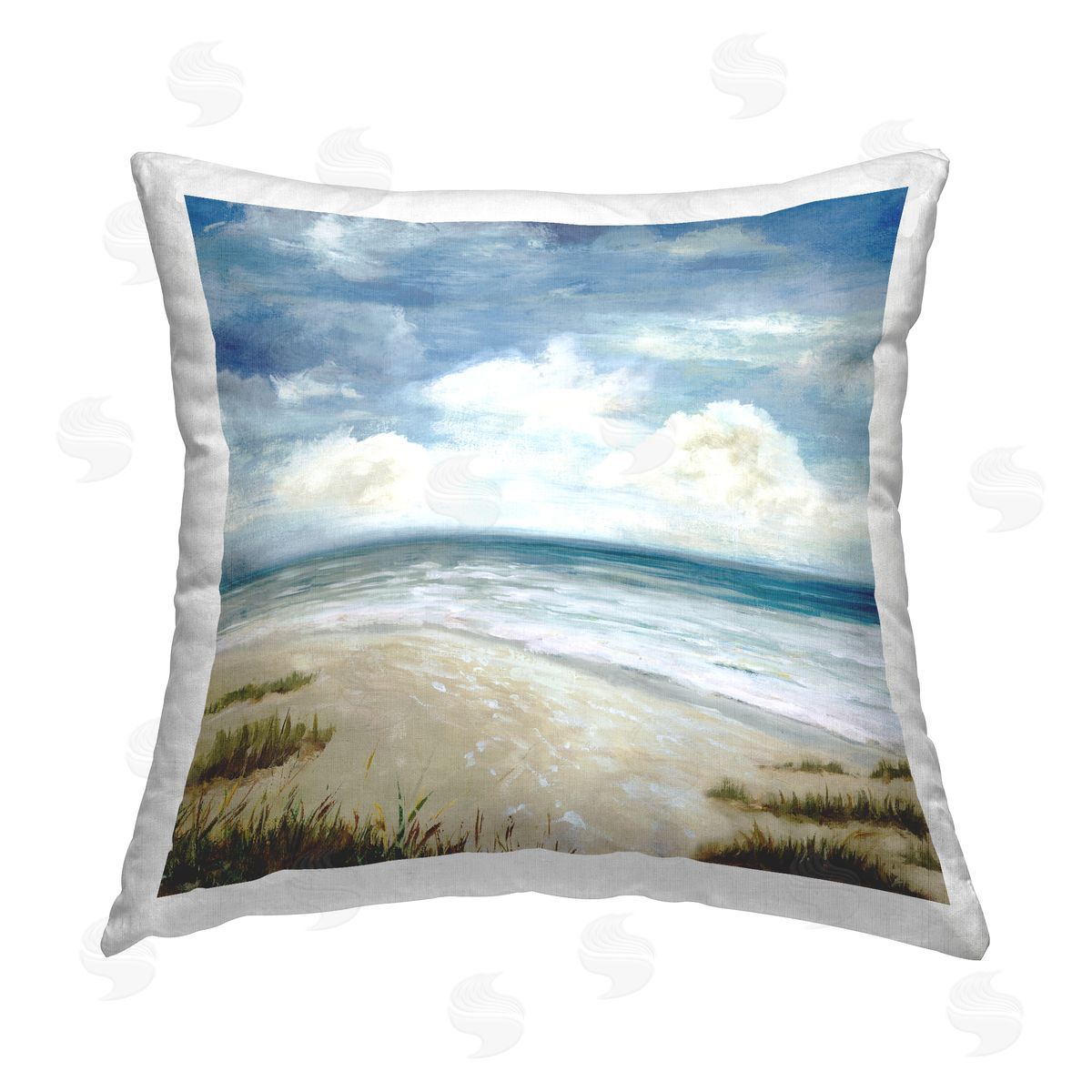 Carson Lyons Traditional Cloudy Beach Printed Plush Polyester Throw Pillow