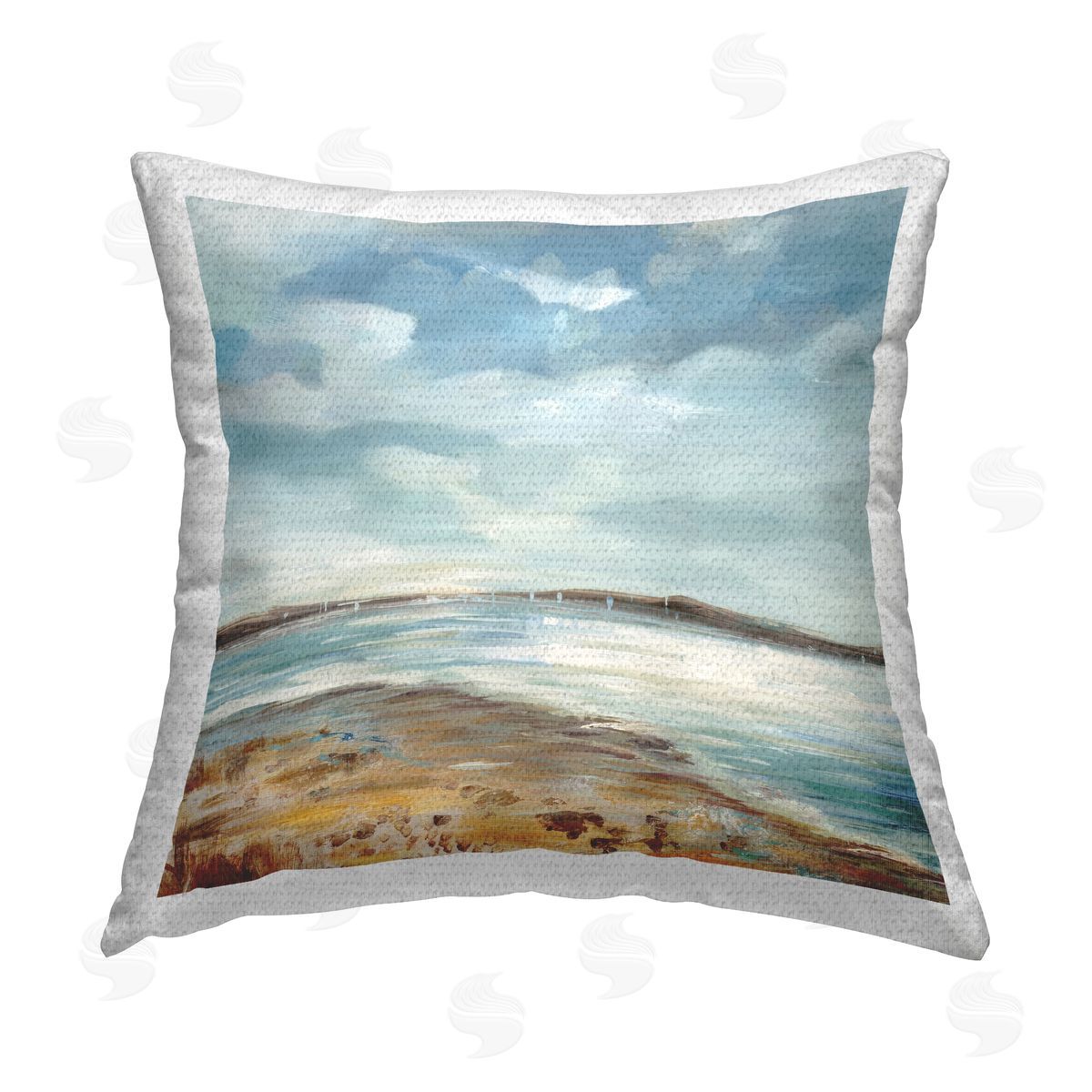 Carson Lyons Cloudy Ocean Landscape Outdoor Quick-Dry Polyester Printed Throw Pillow