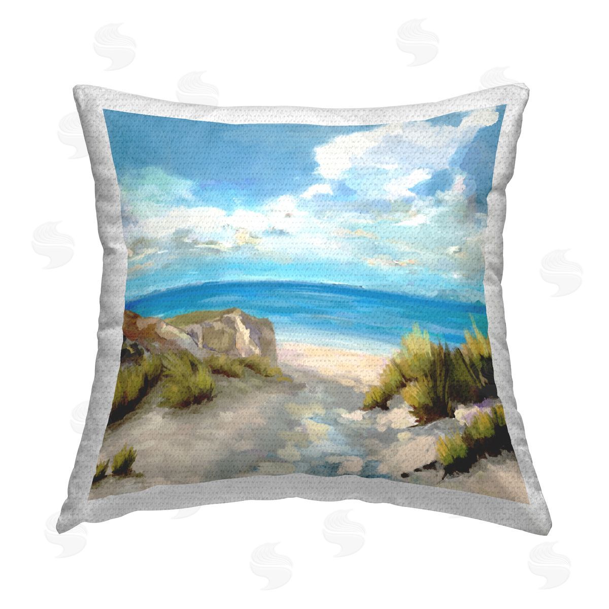 Carson Lyons Clear Blue Beach Sky Outdoor Quick-Dry Polyester Printed Throw Pillow