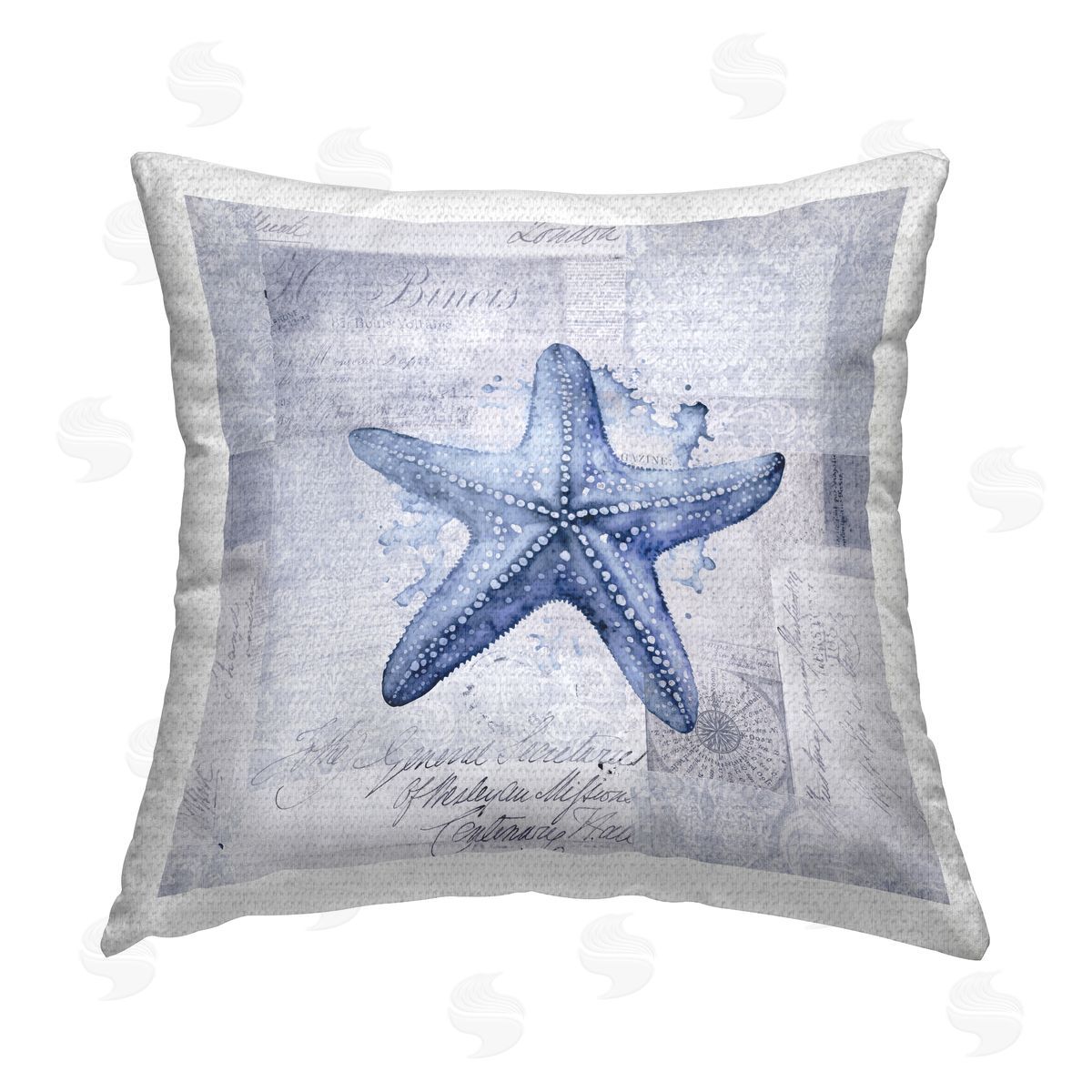 Andrea Haase Vintage Collaged Starfish Outdoor Quick-Dry Polyester Printed Throw Pillow
