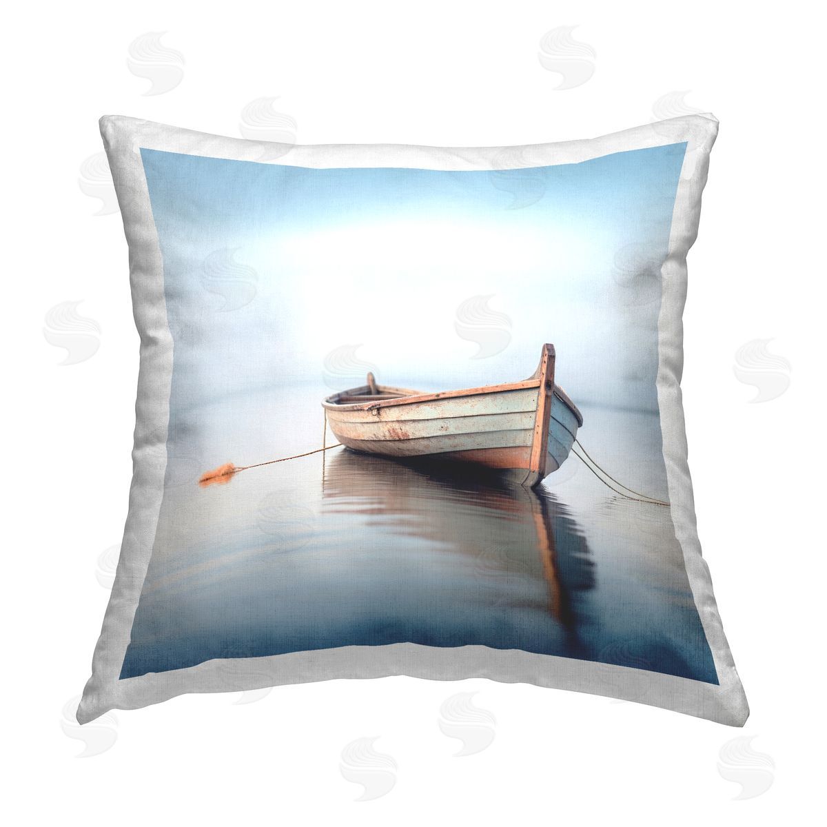 Ray Powers Calm Boat Reflection Printed Plush Polyester Throw Pillow