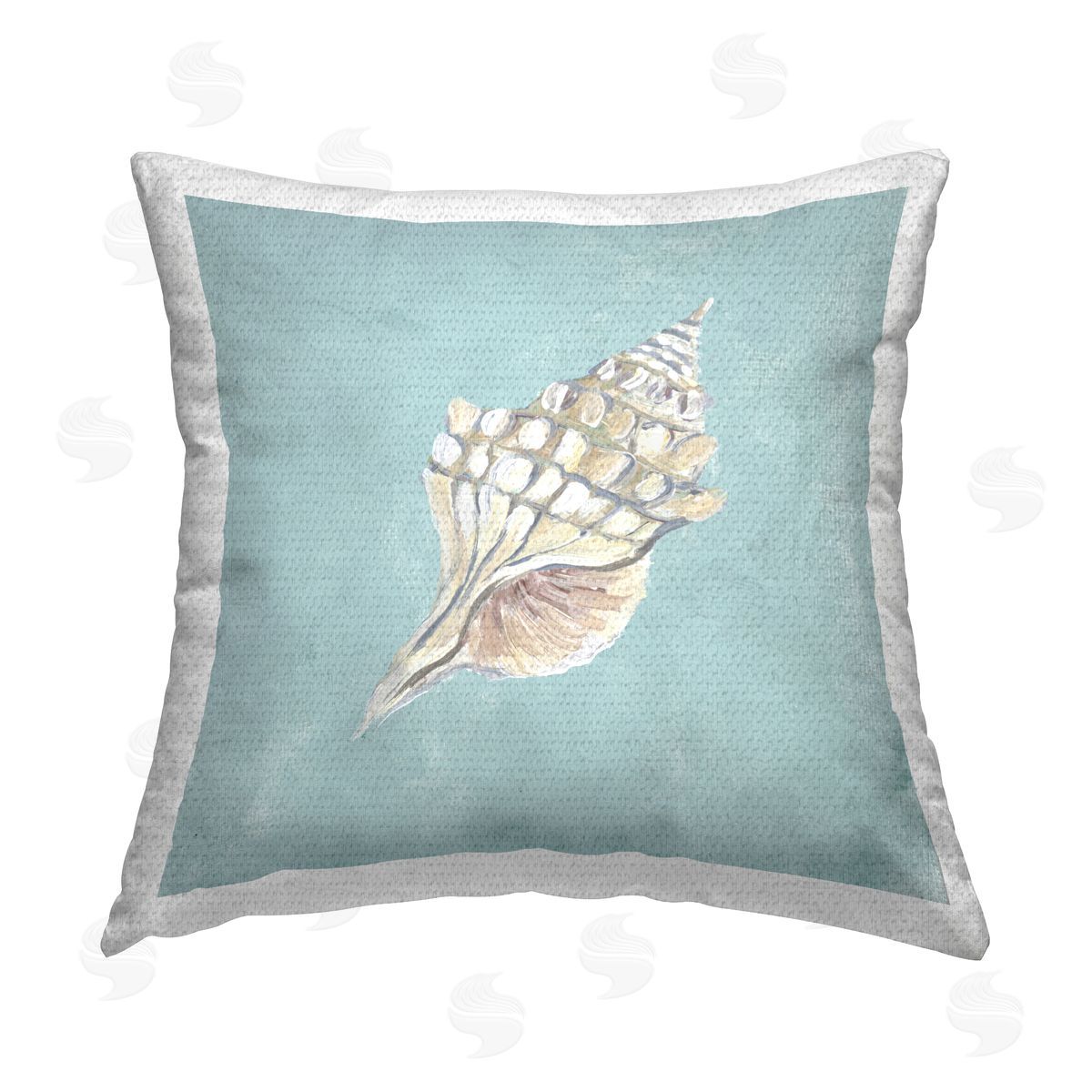 Julie DeRice Abstract Conch on Blue Outdoor Quick-Dry Polyester Printed Throw Pillow