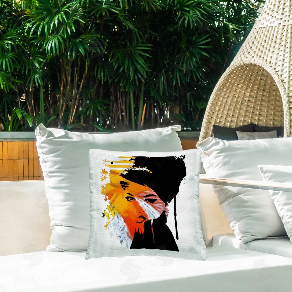 Karen Smith Abstract Star Pattern Woman Outdoor Quick-Dry Polyester Printed Throw Pillow in Back Yard