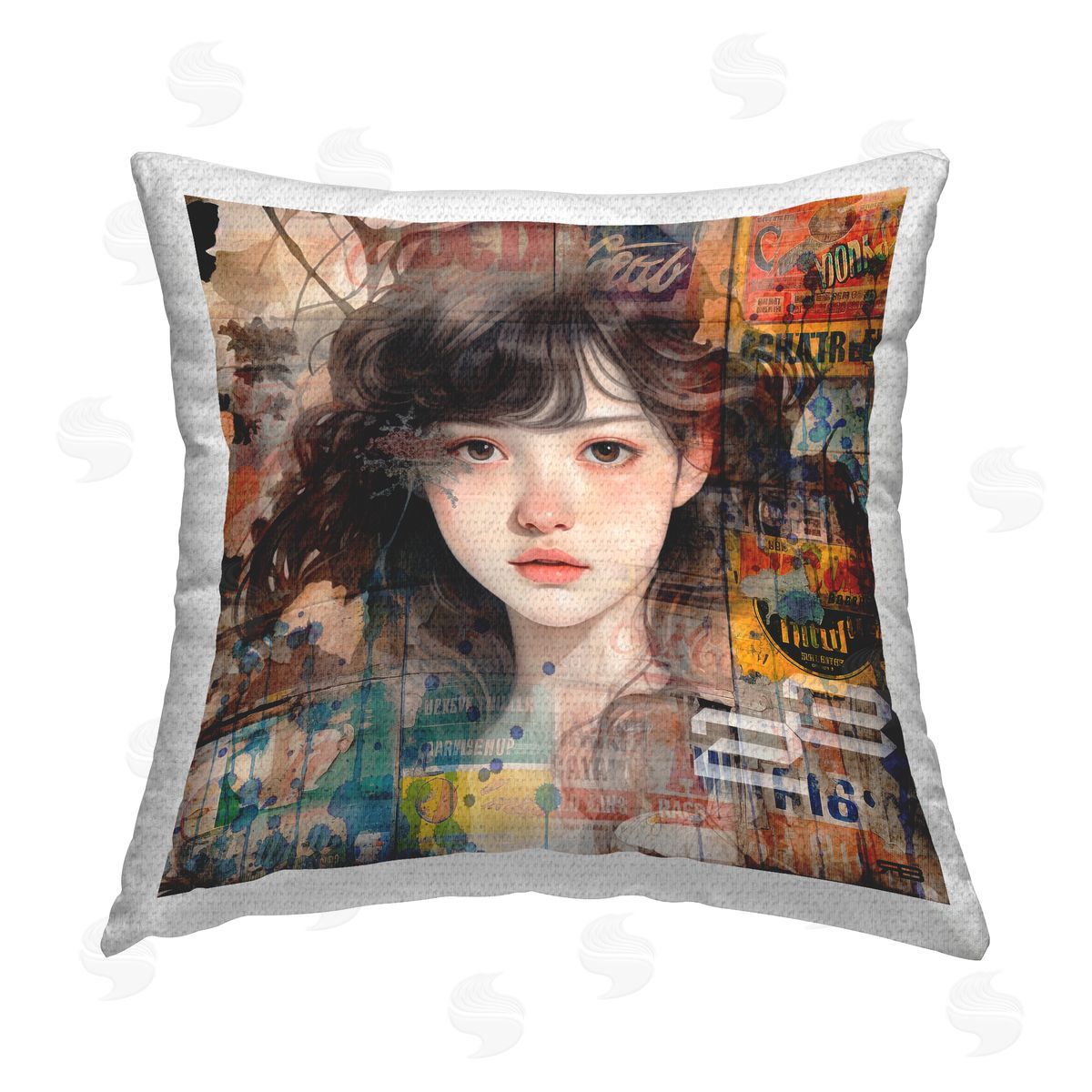 RB Vintage Urban Pattern Portrait Outdoor Quick-Dry Polyester Printed Throw Pillow