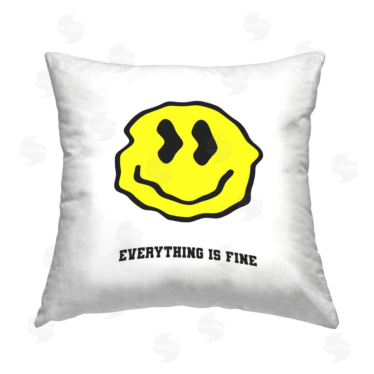 House of Lulu Everything Is Fine Smiley Printed Plush Polyester Throw Pillow