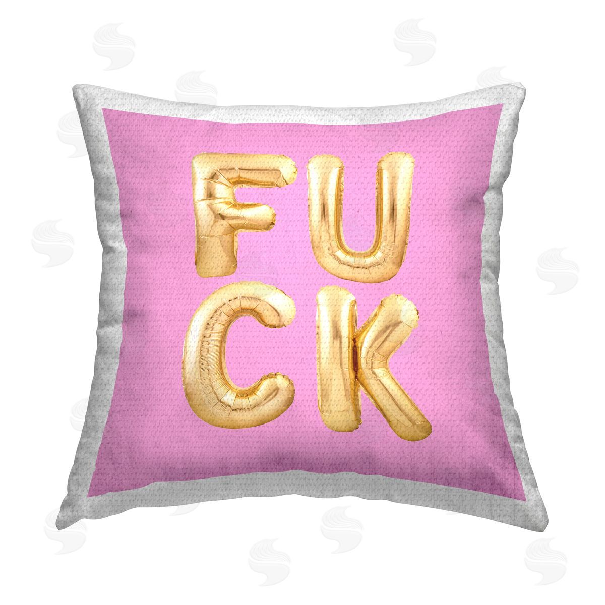 House of Lulu F*ck Pink & Gold Balloons Outdoor Quick-Dry Polyester Printed Throw Pillow