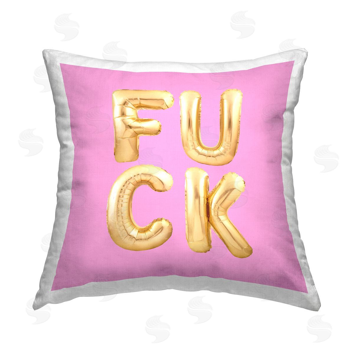 House of Lulu F*ck Pink & Gold Balloons Printed Plush Polyester Throw Pillow