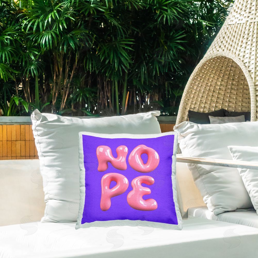 House of Lulu Sassy Bold Nope Outdoor Quick-Dry Polyester Printed Throw Pillow in Back Yard