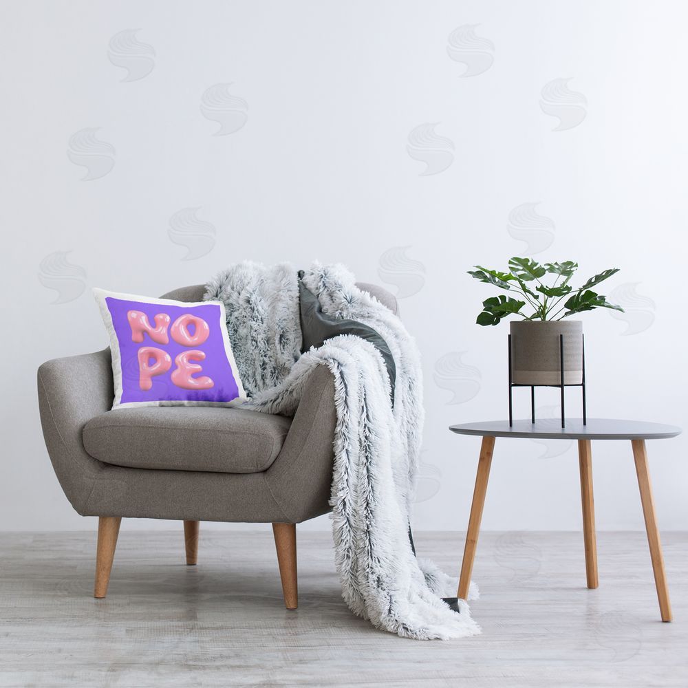House of Lulu Sassy Bold Nope Printed Plush Polyester Throw Pillow On Chair