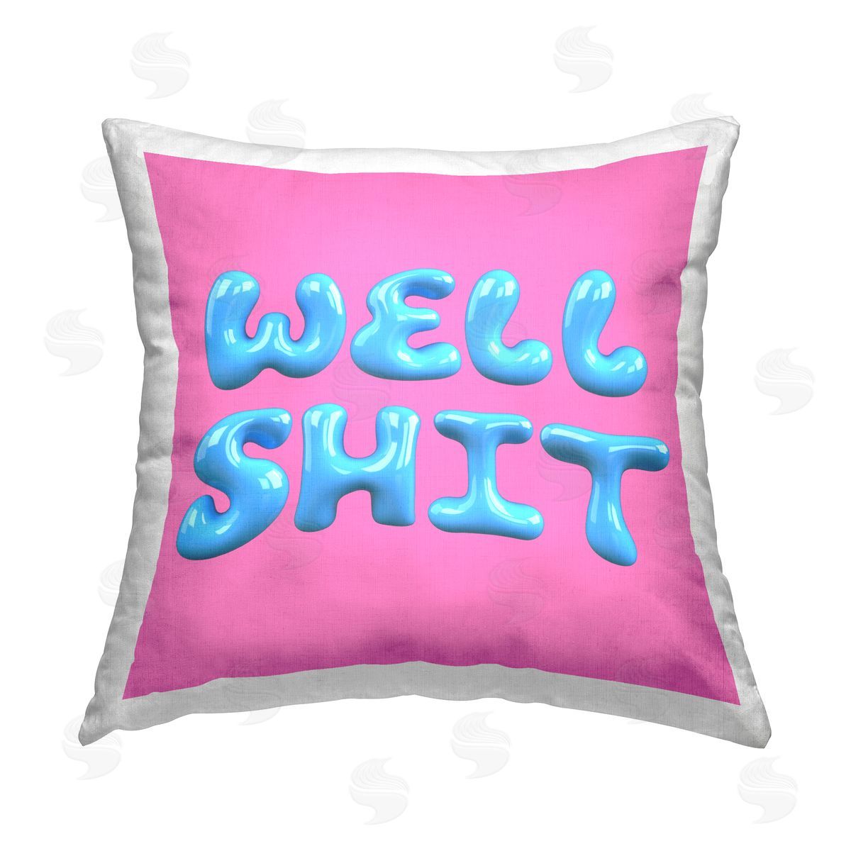 House of Lulu Pink & Blue Well Sh*t Printed Plush Polyester Throw Pillow