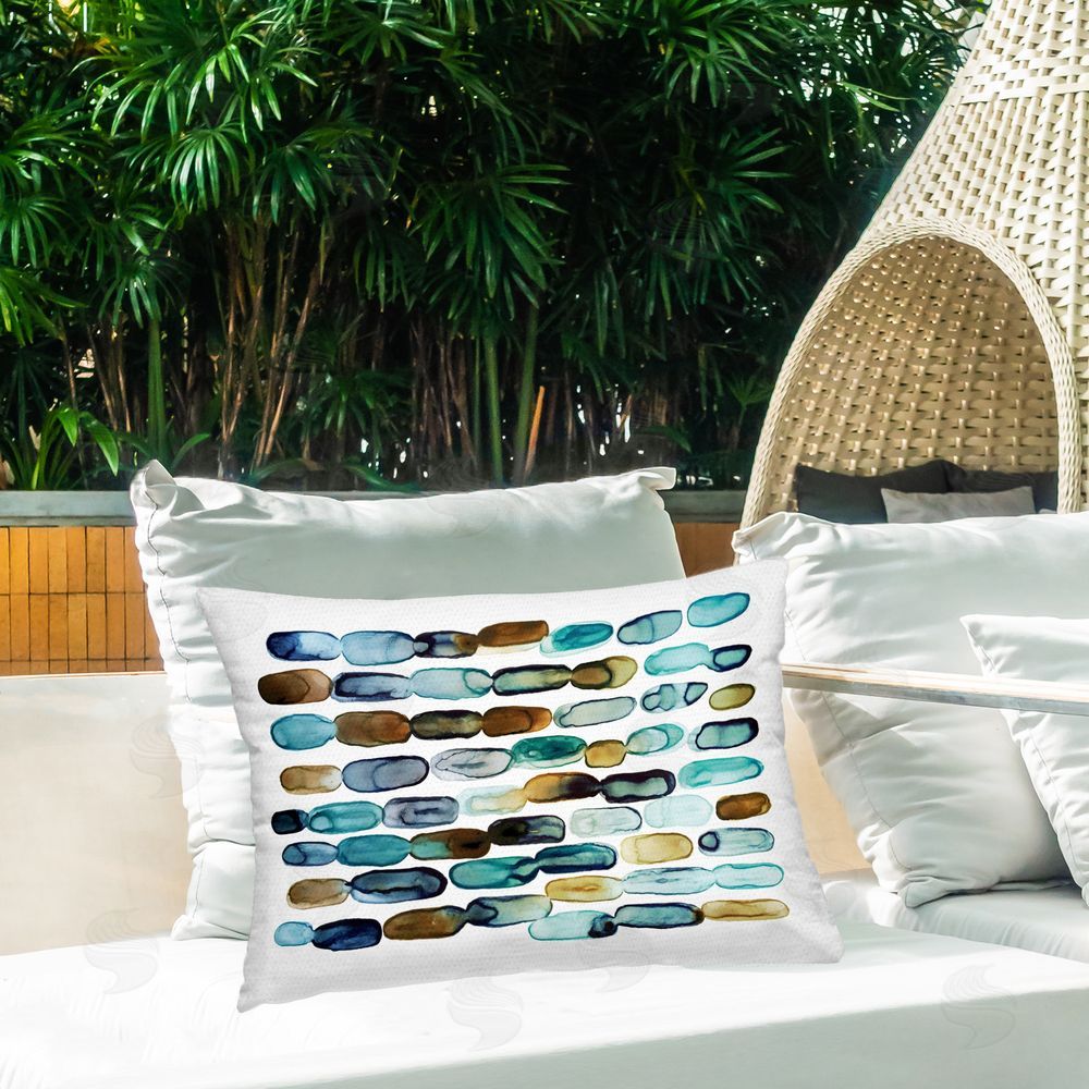 Lisa Nohren Nautical Pebble Pattern Outdoor Quick-Dry Polyester Printed Throw Pillow in Back Yard