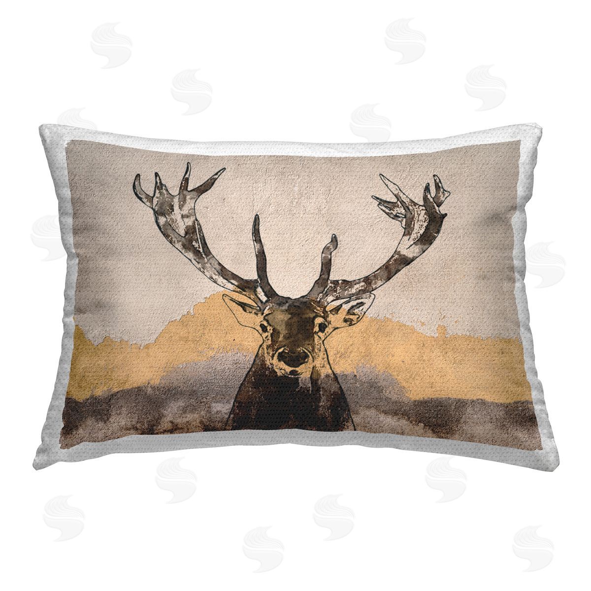 Irena Orlov Rustic Elk Abstraction Outdoor Quick-Dry Polyester Printed Throw Pillow