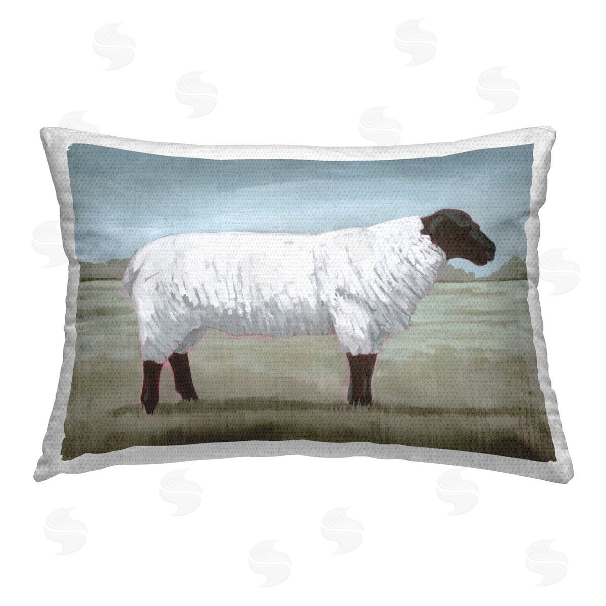 Grace Popp Sheep Facing Right Outdoor Quick-Dry Polyester Printed Throw Pillow
