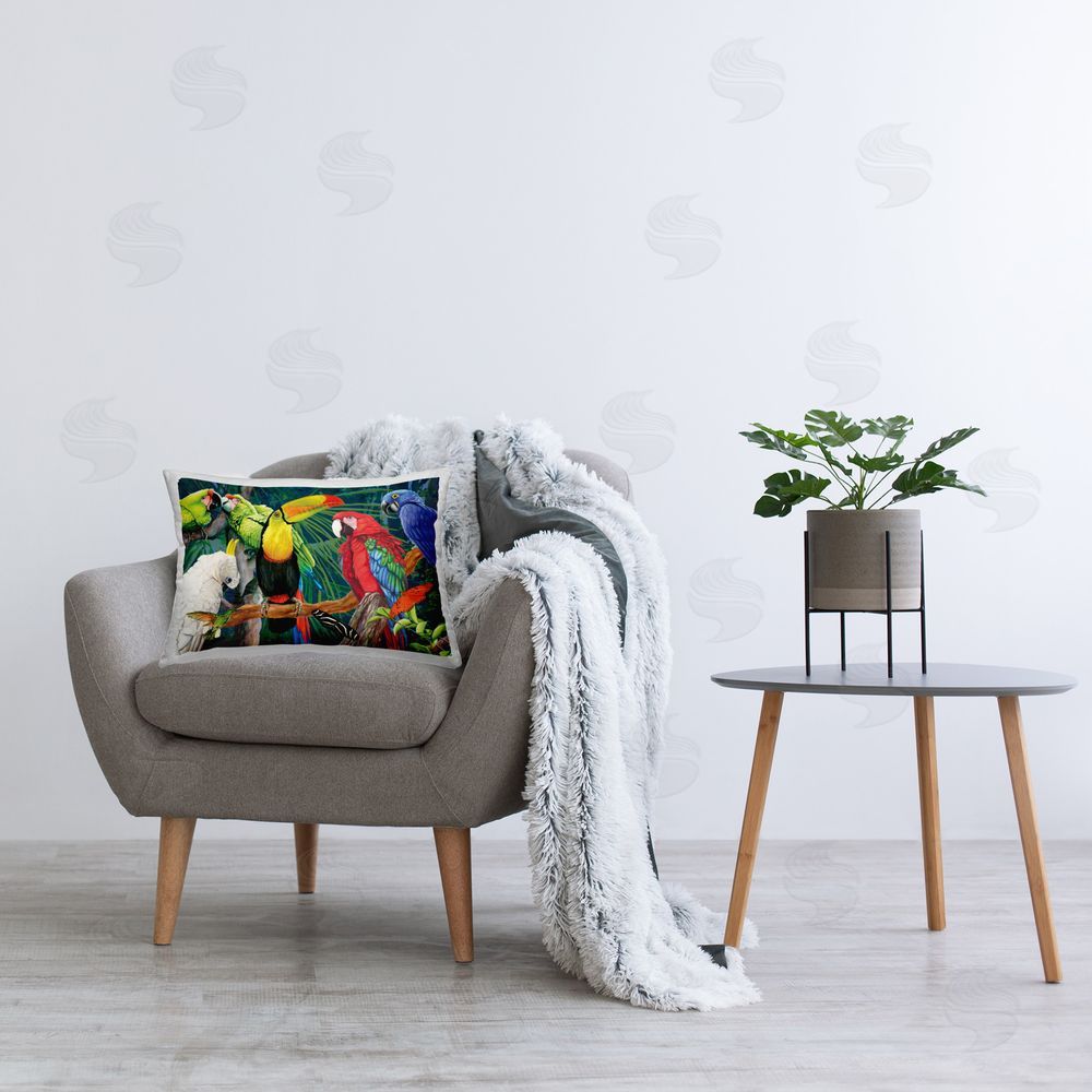 Christine Reichow Rainforest Birds Perched Printed Plush Polyester Throw Pillow On Chair