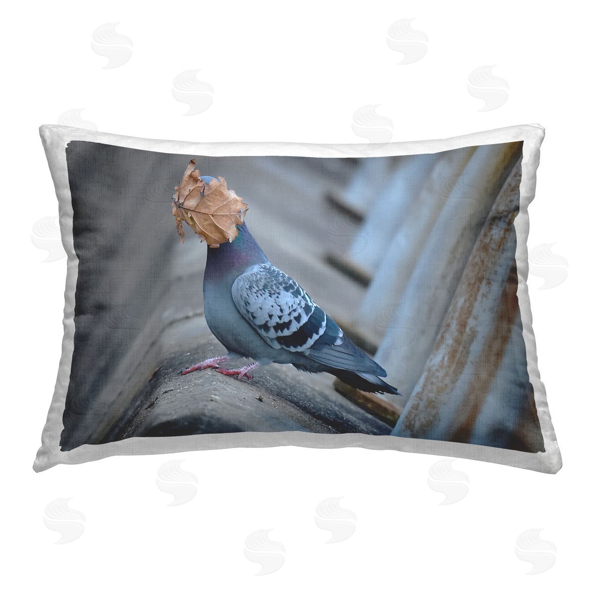 John Speirs Funny Pigeon & Leaf Printed Plush Polyester Throw Pillow