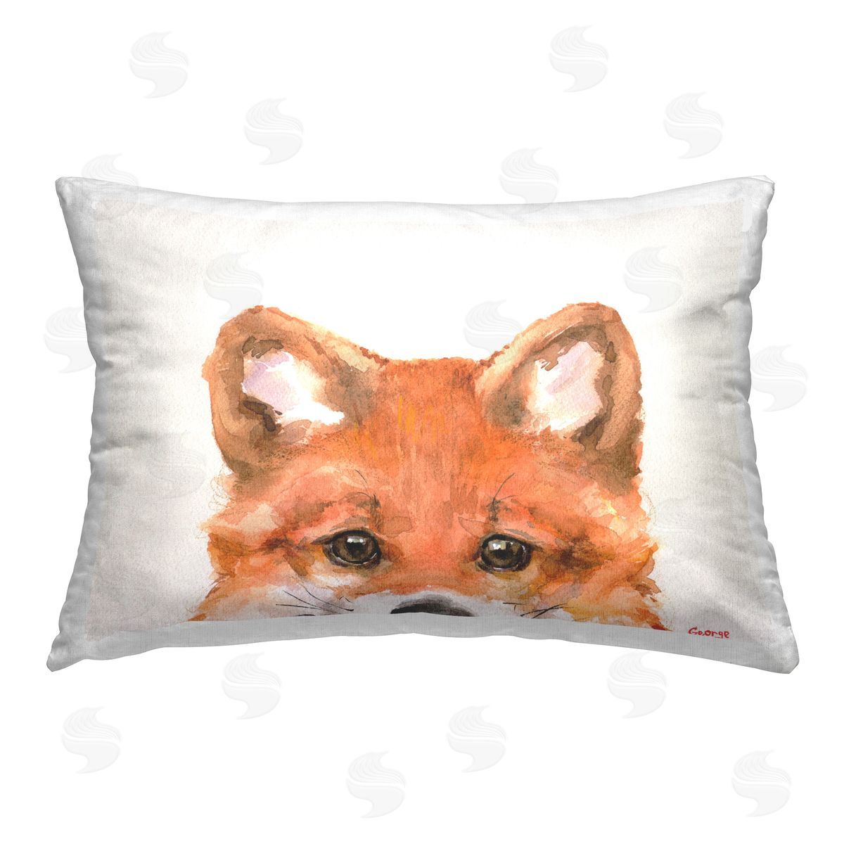 George Dyachenko Baby Fox Kit Face Printed Plush Polyester Throw Pillow