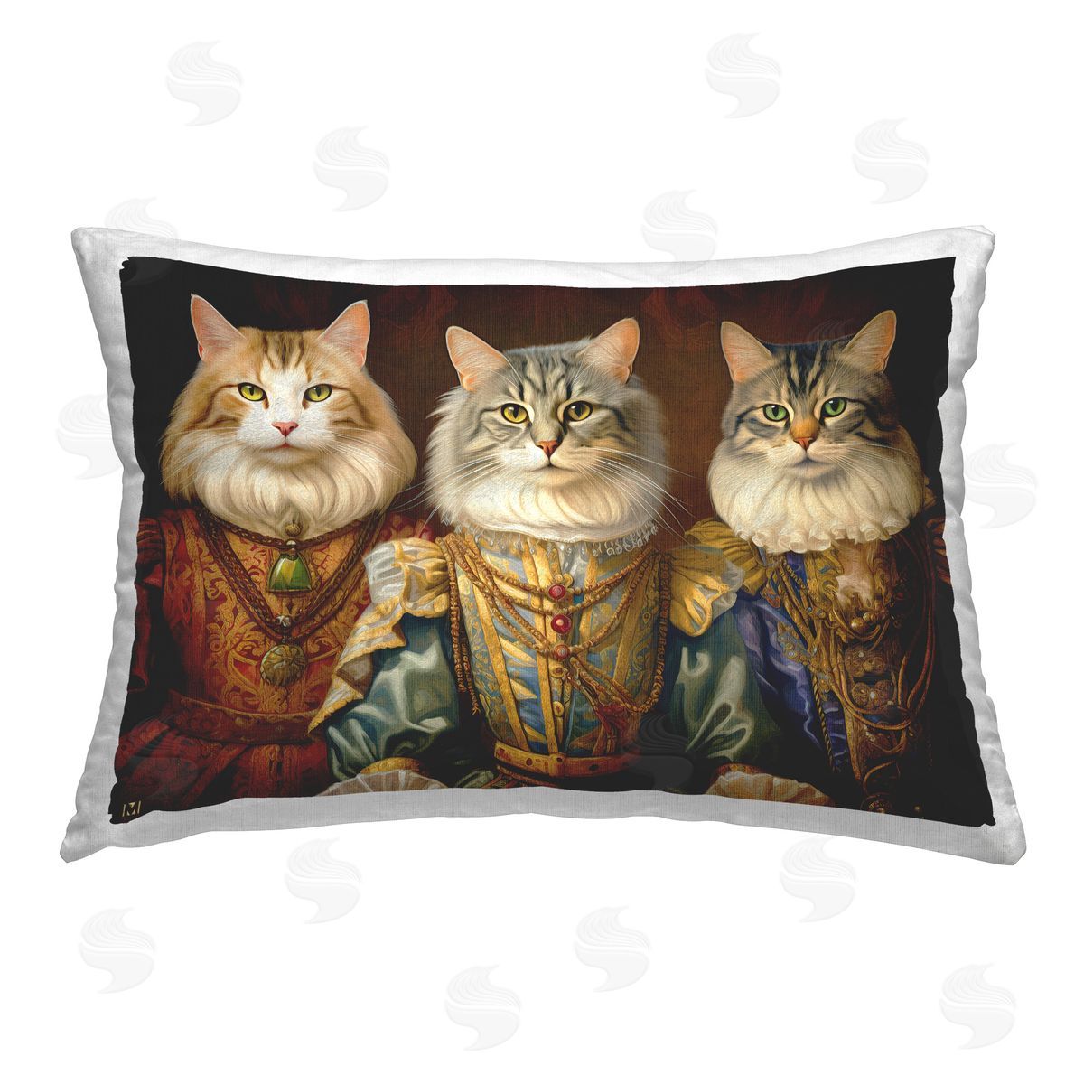 Michael David Ward Historical Fashion Cats Printed Plush Polyester Throw Pillow