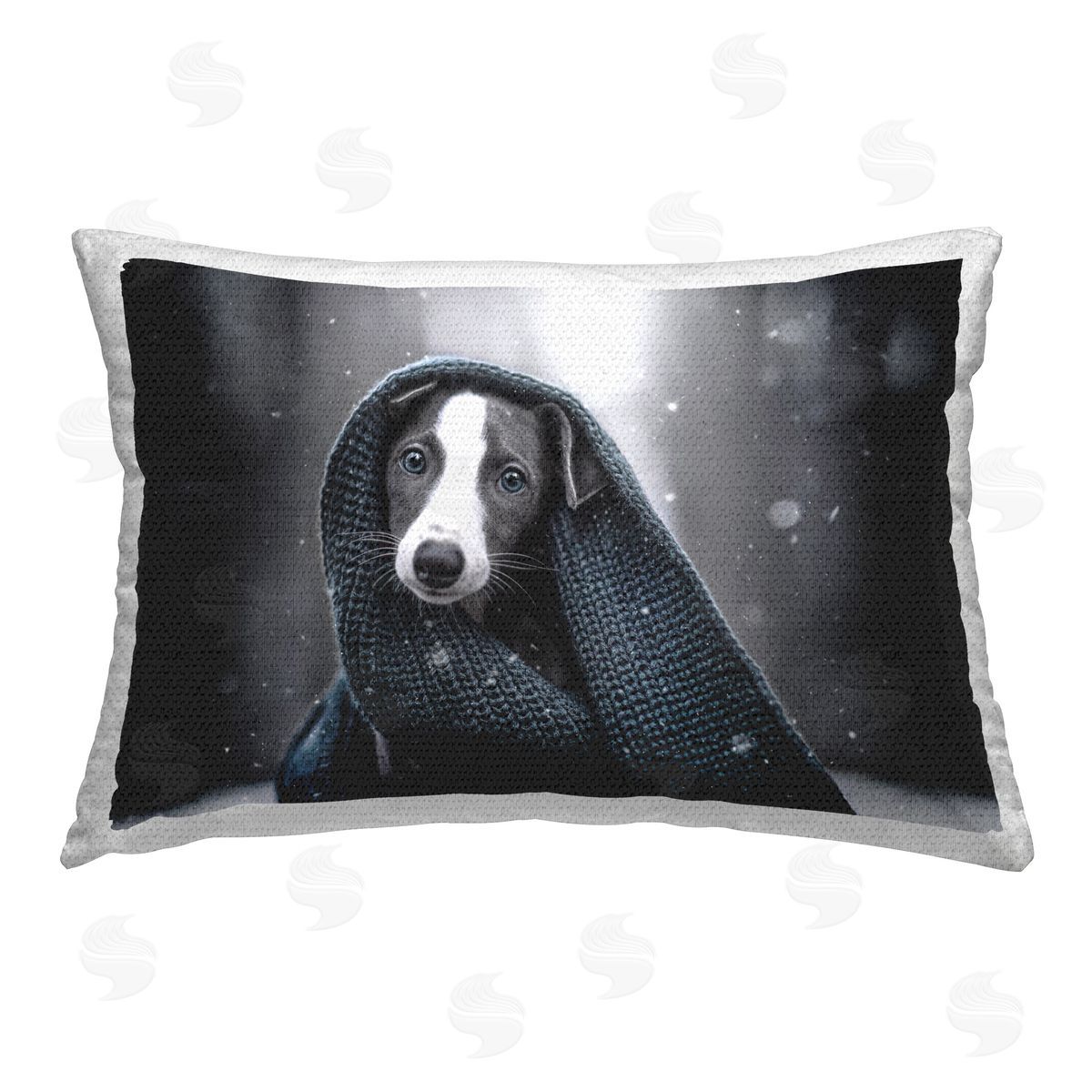 Natalie Grosse Cozy Dog with Scarf Outdoor Quick-Dry Polyester Printed Throw Pillow