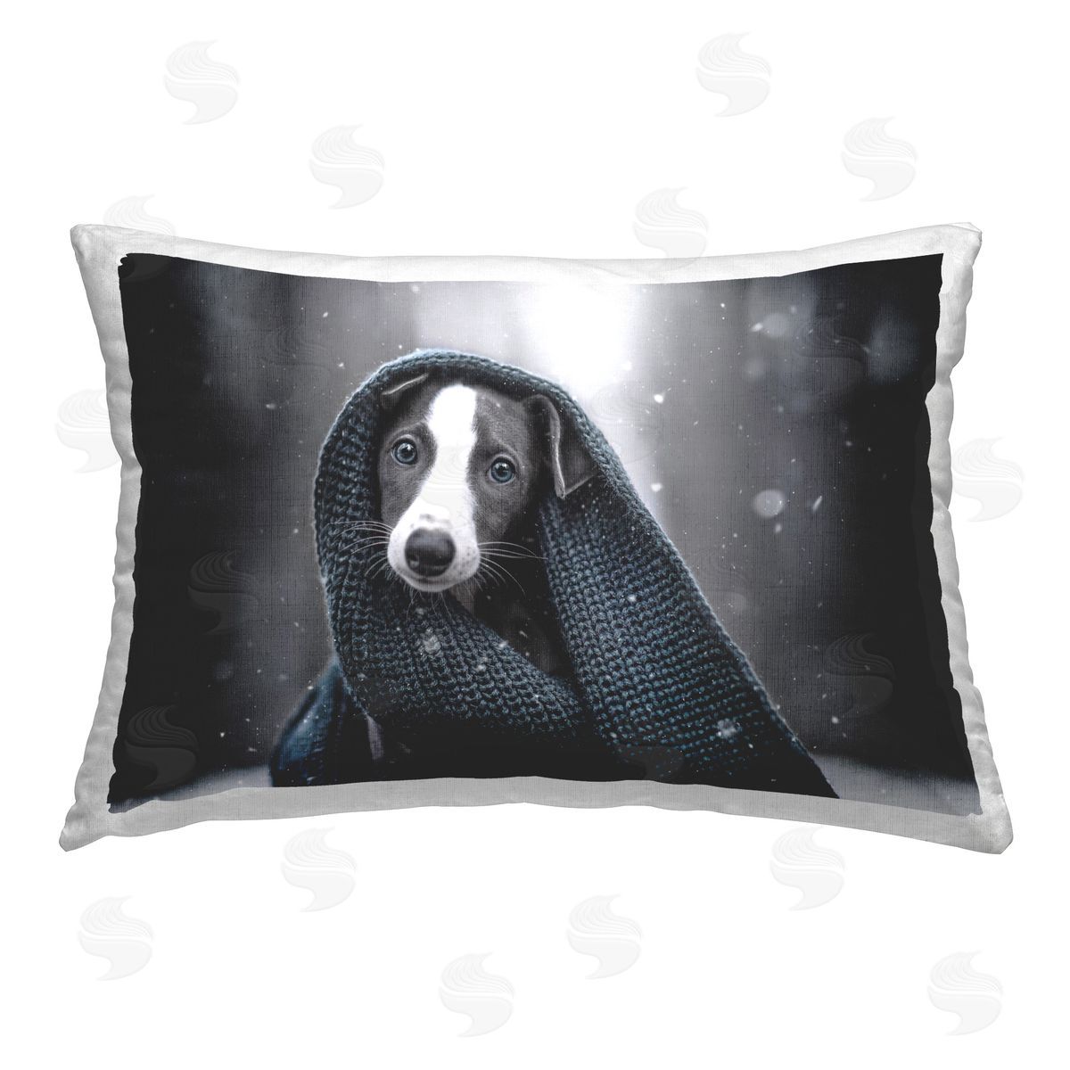 Natalie Grosse Cozy Dog with Scarf Printed Plush Polyester Throw Pillow