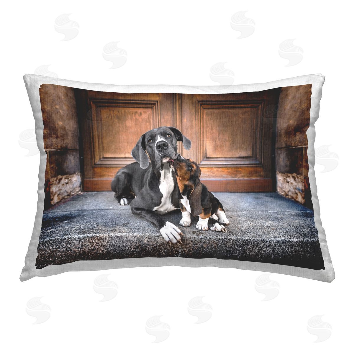 Natalie Grosse Hound & Puppy in City Printed Plush Polyester Throw Pillow