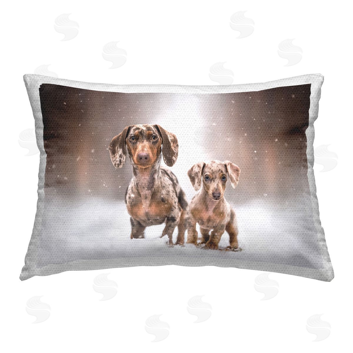 Natalie Grosse Snowy Dachshund Puppies Outdoor Quick-Dry Polyester Printed Throw Pillow