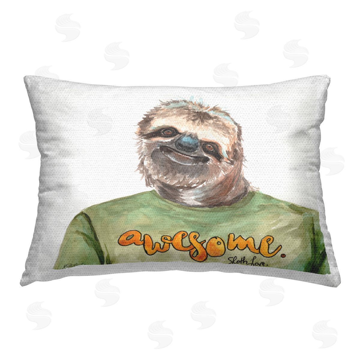 Jennifer Redstreake Awesome Smiling Sloth Outdoor Quick-Dry Polyester Printed Throw Pillow