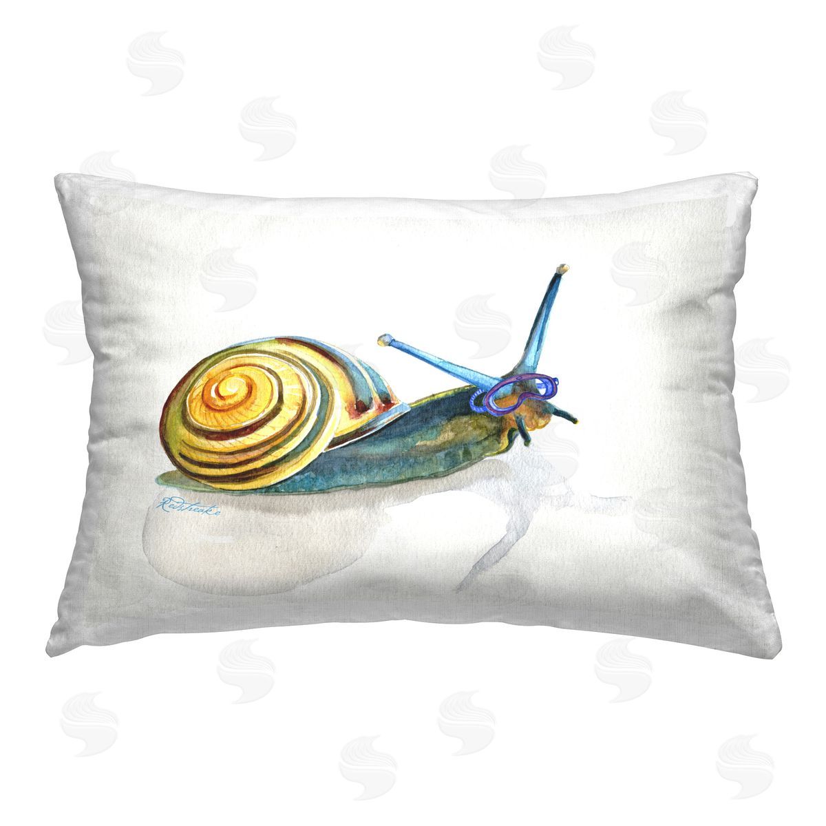 Jennifer Redstreake Snail & Snorkel Goggles Printed Plush Polyester Throw Pillow