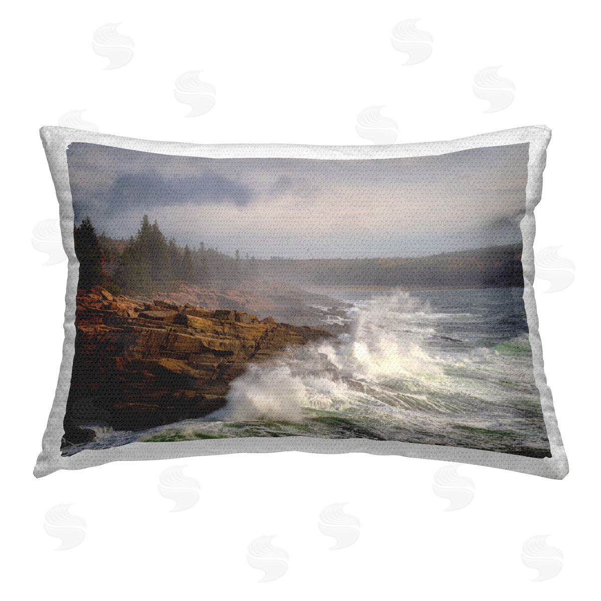 Danny Head Splashing Ocean Waves Outdoor Quick-Dry Polyester Printed Throw Pillow
