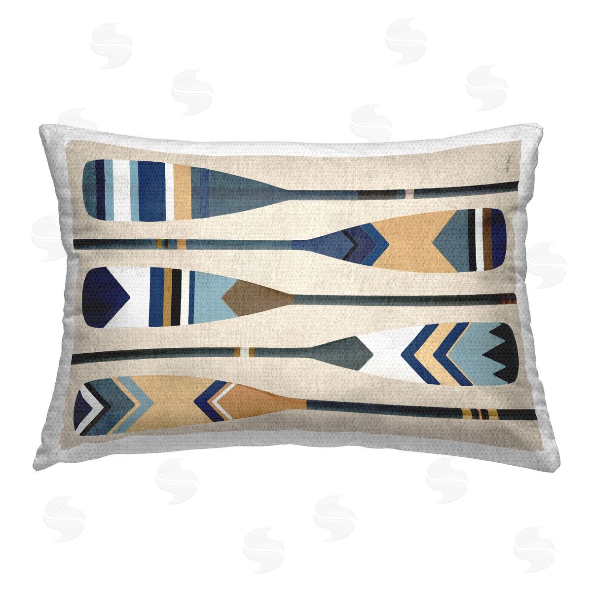 Amber Sterling Geometric Patterned Oars Outdoor Quick-Dry Polyester Printed Throw Pillow