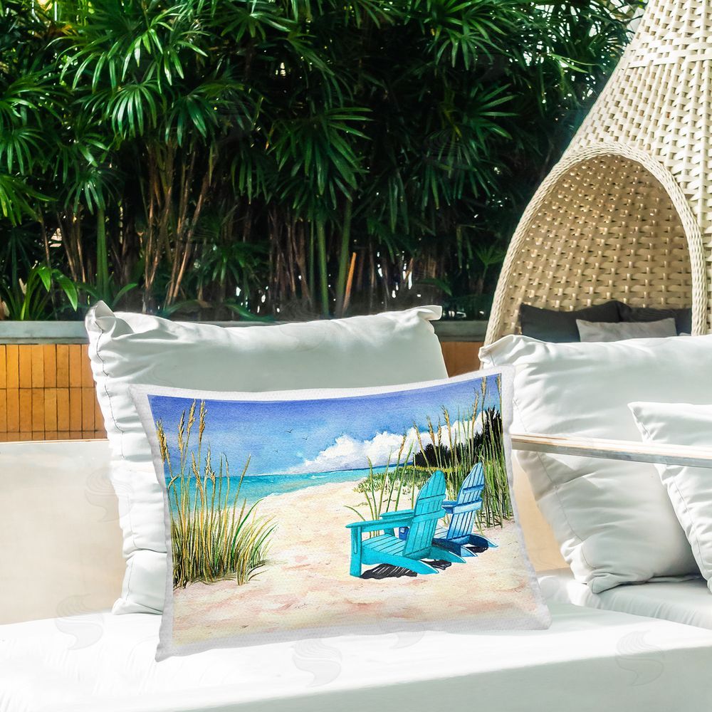 Christine Reichow Summer Beach Reeds Outdoor Quick-Dry Polyester Printed Throw Pillow in Back Yard