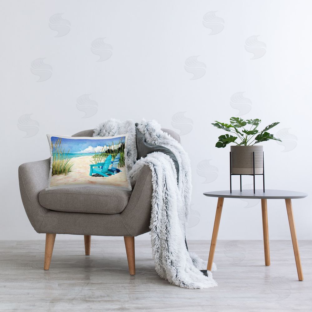 Christine Reichow Summer Beach Reeds Printed Plush Polyester Throw Pillow On Chair