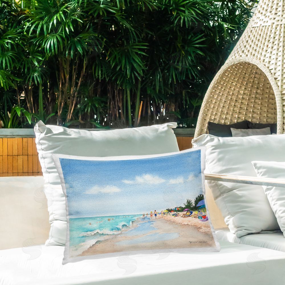 Christine Reichow Beach Vacation Shore Outdoor Quick-Dry Polyester Printed Throw Pillow in Back Yard