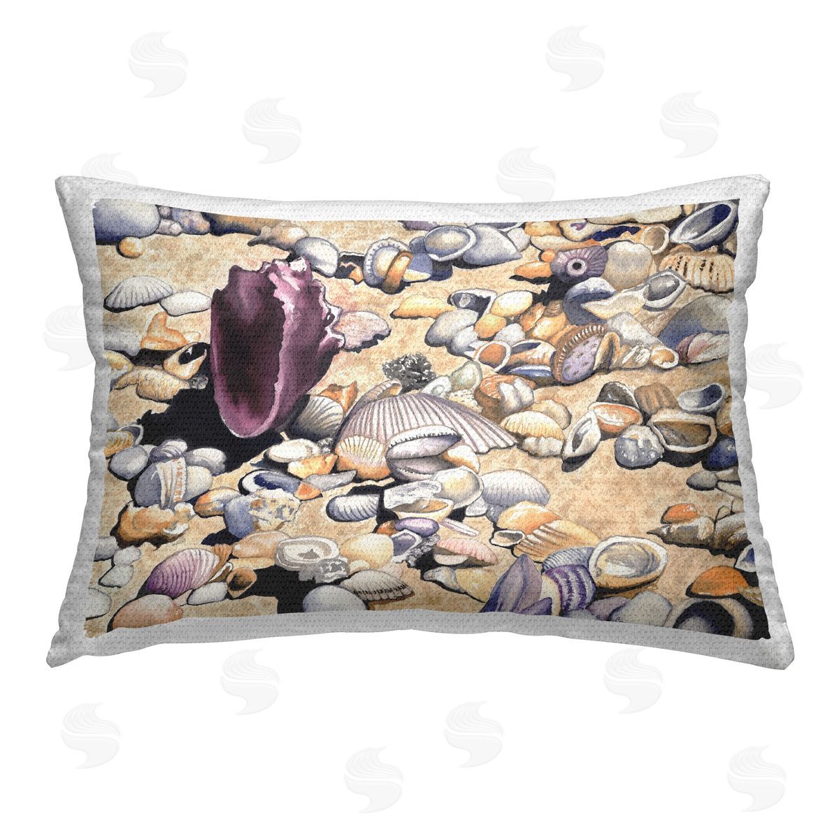 Christine Reichow Aquatic Shells on Shore Outdoor Quick-Dry Polyester Printed Throw Pillow