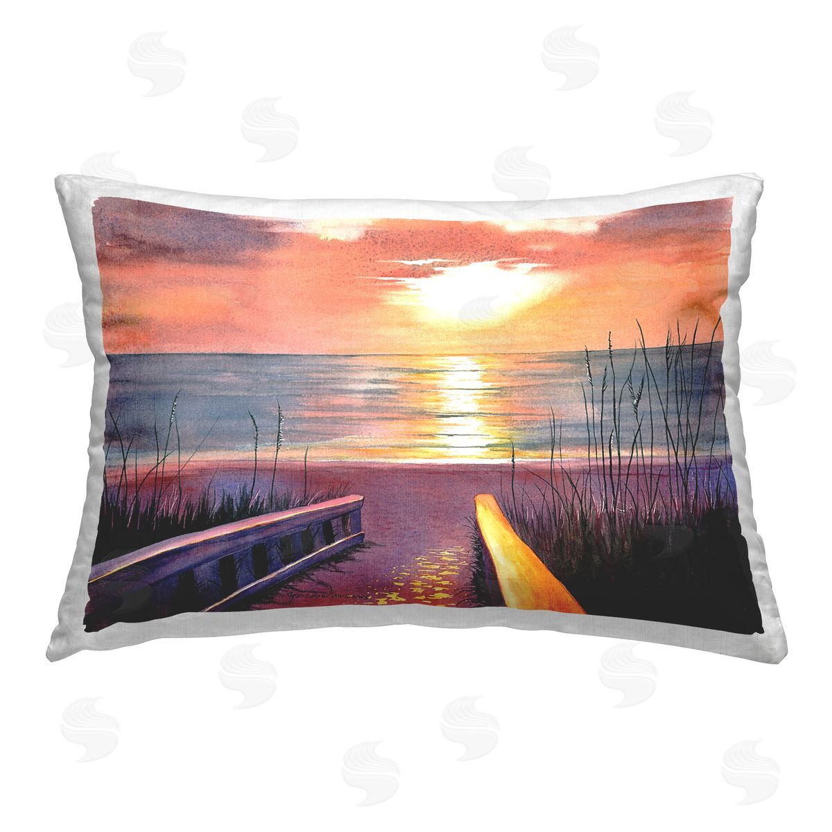 Christine Reichow Sunset Beach Path Printed Plush Polyester Throw Pillow