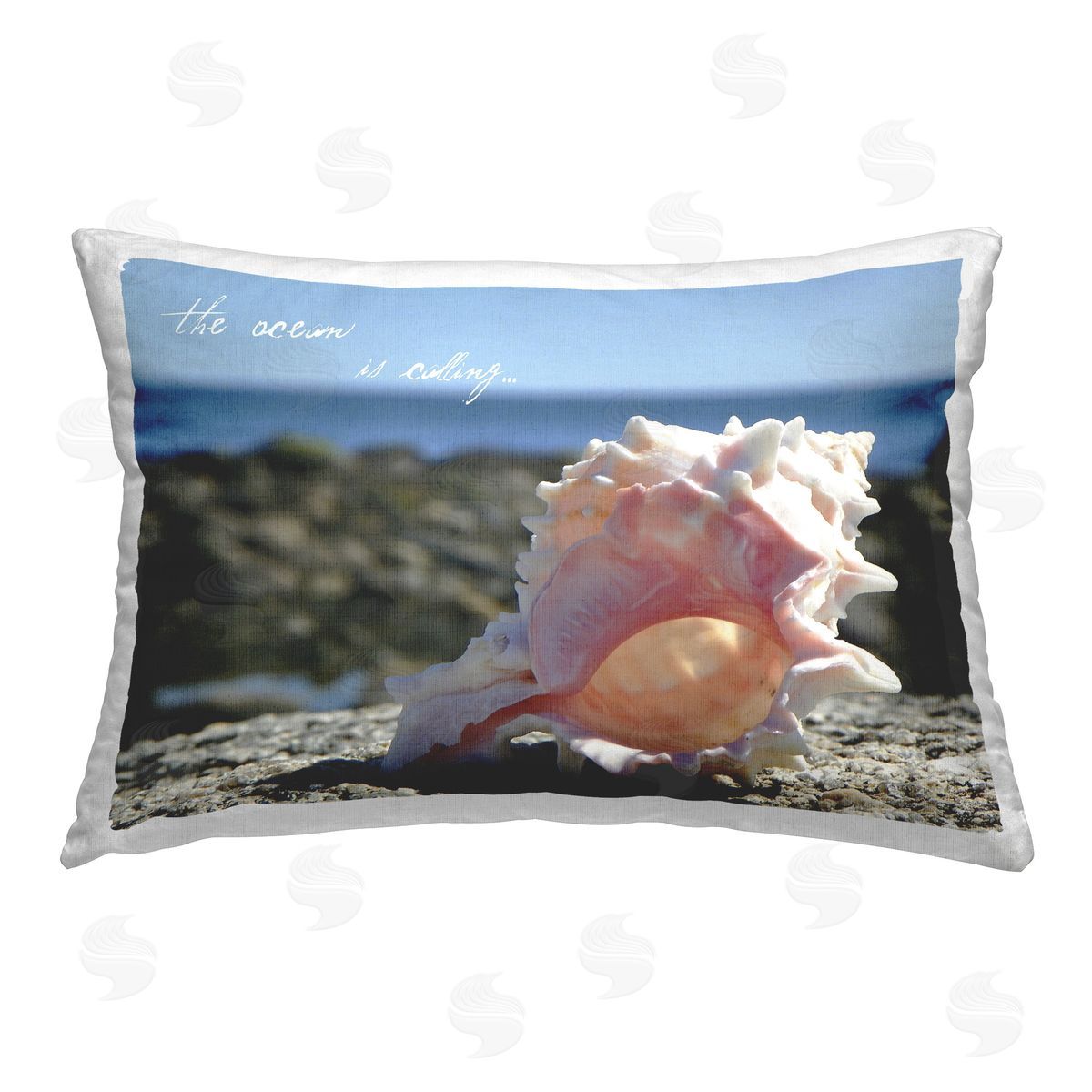 Graffitee Studios Ocean Is Calling Shell Printed Plush Polyester Throw Pillow