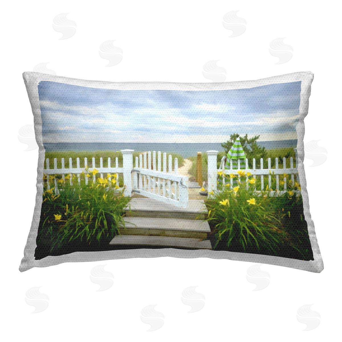 Graffitee Studios Coastal Garden Path Outdoor Quick-Dry Polyester Printed Throw Pillow