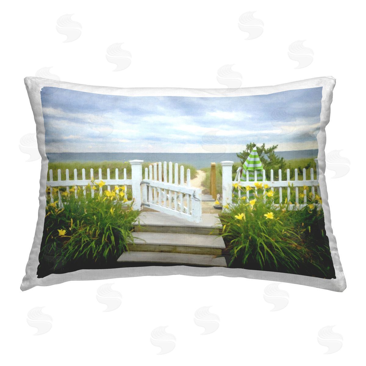 Graffitee Studios Coastal Garden Path Printed Plush Polyester Throw Pillow