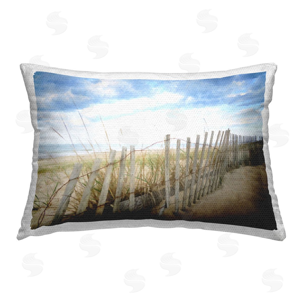 Graffitee Studios Rustic Beach Fence Outdoor Quick-Dry Polyester Printed Throw Pillow