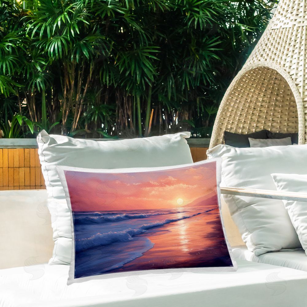 Imagine It Images Sunset Reflection on Shore Outdoor Quick-Dry Polyester Printed Throw Pillow in Back Yard