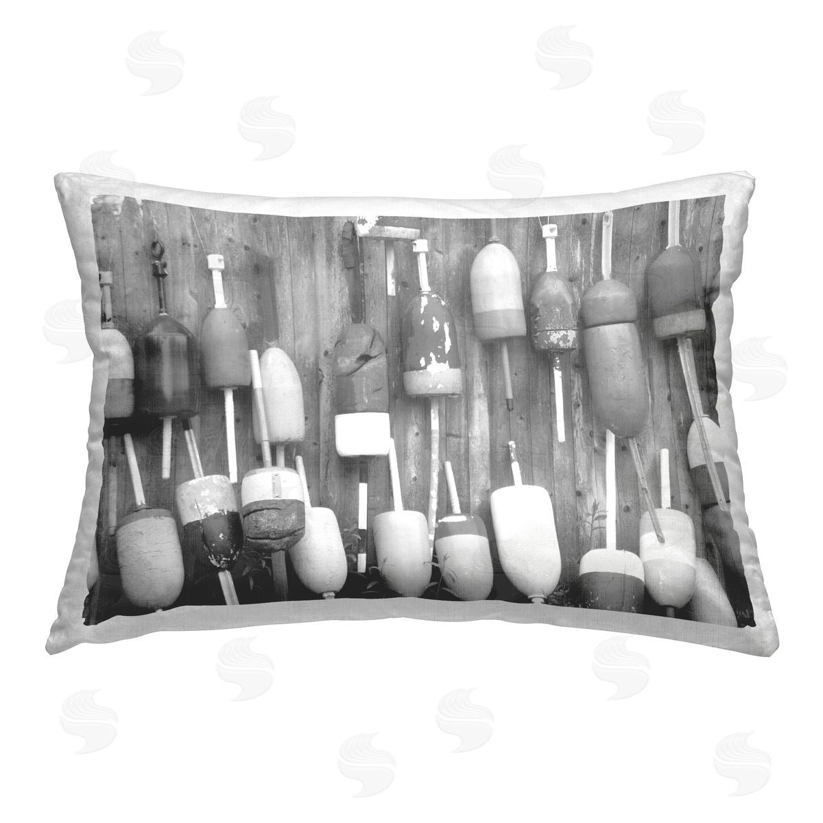 Stupell Studio Grey Fishing Bobbers Printed Plush Polyester Throw Pillow