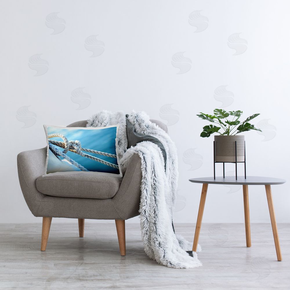 Stupell Studio Maritime Boat Knot Printed Plush Polyester Throw Pillow On Chair