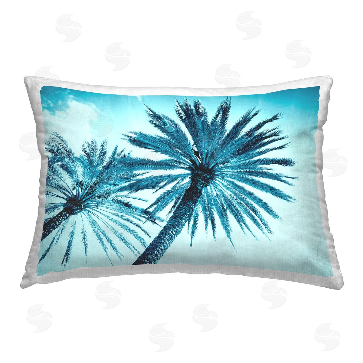 Tai Prints Blue Tropical Palms Printed Plush Polyester Throw Pillow